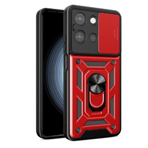 Moto G 2025 Red TPU+PC Case with Sliding Camera Cover - 1