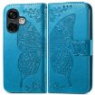Ulefone Note 16 Pro Leather Phone Case in Blue - Butterfly Love Flower - 2