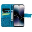 Ulefone Note 16 Pro Leather Phone Case in Blue - Butterfly Love Flower - 3