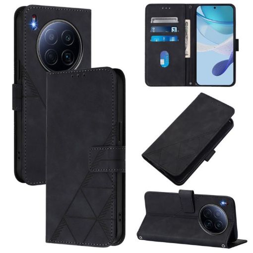 Tecno Camon 40 Premier 3D Embossed Crossbody Flip Phone Case, Black - 1