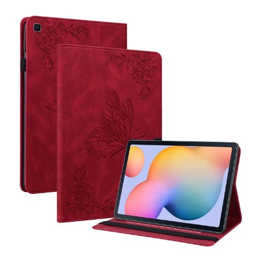 Samsung Galaxy Tab S5e Butterfly Flower Leather Case (Red) - 1
