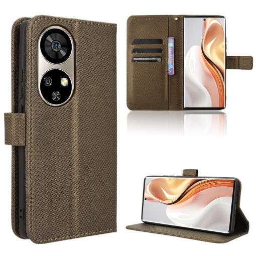 Ulefone Note 17 Pro Brown Diamond Texture Leather Phone Case - 1