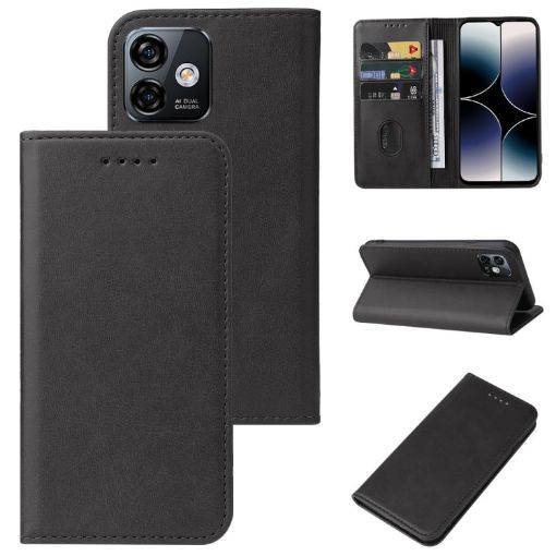 Ulefone Note 16 Pro Black Leather Case with Magnetic Closure - 1