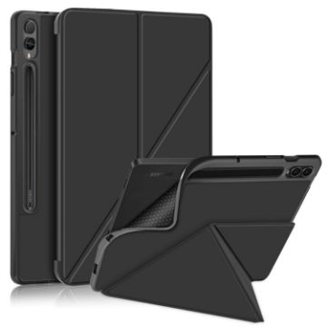 Samsung Galaxy Tab S9+ Black Cloth Texture Leather Case - 1