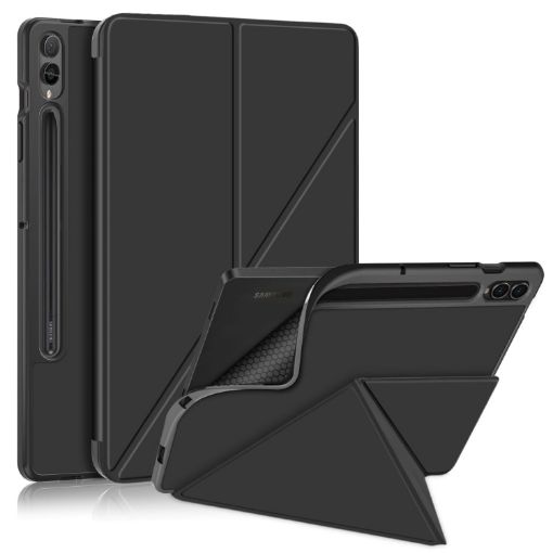Samsung Galaxy Tab S9+ Black Cloth Texture Leather Case - 1