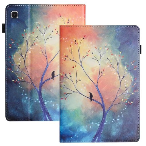 Samsung Galaxy Tab S5e Litchi Leather Case (Oil Painting Tree) - 1
