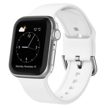 Apple Watch Series 3 42mm Silicone Band, Pin Buckle (White) - 1