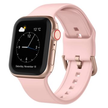 Apple Watch SE 2023 40mm Pink Silicone Pin Buckle Band - 1