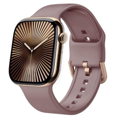 Apple Watch Series 10 42mm Silicone Band, Smoked Purple Pin Buckle - 1