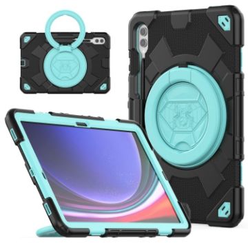 Galaxy Tab S9+/S10+ Spider Handle Silicone PC Case (Black Light Blue) - 1
