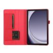 Galaxy Tab A9 Red Fabric Texture Flip Leather Case - 4