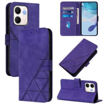OPPO A5X 4G/5G Crossbody 3D Embossed Flip Leather Case (Purple) - 1