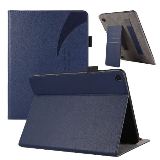 Samsung Galaxy Tab S6 Lite Litchi Leather Case (Dark Blue) - 1