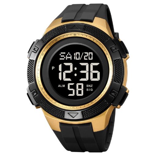 SKMEI 2078 Men's 50M Waterproof Sports Digital Watch Black Gold - 1