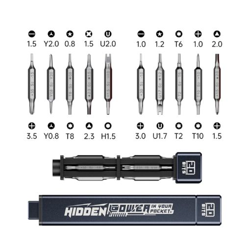 JAKEMY JM-8195 21 in 1 Screwdriver, S-2 Bits & Square Handle (Blue) - 1