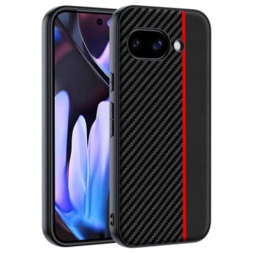 Google Pixel 9a Carbon Fiber Texture Phone Case (Black Red) - 1