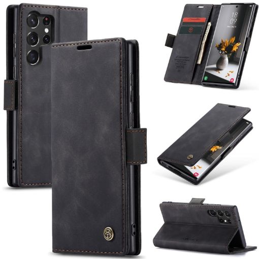 CaseMe 013 Black Leather Flip Case for Samsung Galaxy S24 Ultra 5G - 1