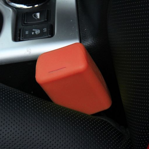 Orange Safe Rubber Car Seat Belt Clips Locking Buckles Cover - 1