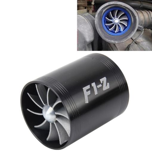 F1-Z Car Universal Supercharger Dual Turbine Air Intake Kit (Black) - 1