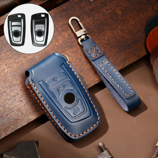 Blue Cowhide Leather Key Cover for Old BMW - Hallmo - 1