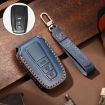 Hallmo Blue Leather Key Cover for 2018 Toyota Corolla 3-Button Keys - 1
