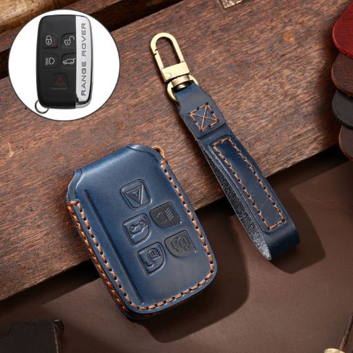 Hallmo Blue Leather Key Cover for Land Rover Discovery 5 A Style - 1