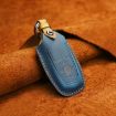 Ford Car Cowhide Leather Key Case, Three Keys Version (Blue) - 2