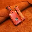 Volvo Car Cowhide Leather Key Cover Case (Red, Single Slit Style) - 2