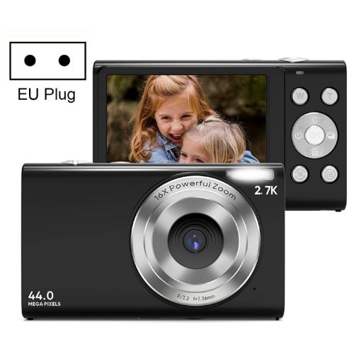 DC402 44MP 16X Zoom HD Digital Camera, 2.4" Screen, EU Plug, Black - 1
