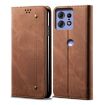 Motorola Edge 50 Pro 5G Denim Texture Leather Flip Case (Brown) - 1