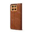 Moto G15 Denim Texture Brown Flip Leather Case - 3