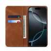 Moto G15 Denim Texture Brown Flip Leather Case - 4