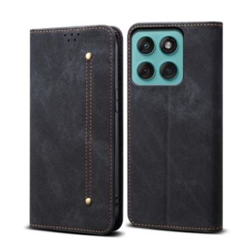 Moto G86 Power Black Denim Flip Leather Case - 1
