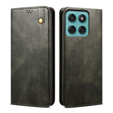 Motorola Moto G86 5G Green Leather Phone Case - Crazy Horse Texture - 1