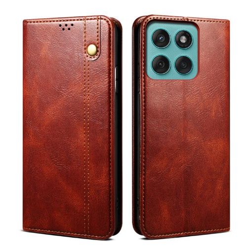 Motorola Edge 5G 2025 Leather Phone Case - Brown, Crazy Horse Texture - 1