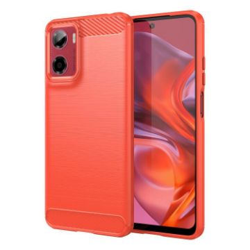 Red Carbon Fiber Brushed TPU Case for Motorola Moto G05 - 1