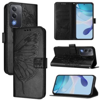 OPPO A5/A3 Pro 5G Embossed Butterfly Leather Case (Black) - 1