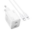 hoco N42 Elogiado PD45W Dual-Port Charger with Type-C to 8 Pin Cable - 1