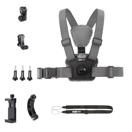 7 in 1 Phone Clamp Body Mount with Chest Strap & Screw (Grey) - 1
