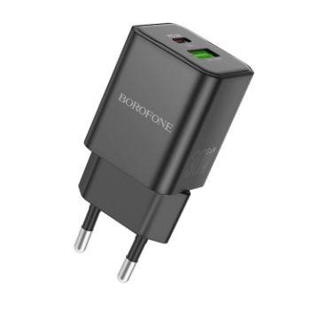 BOROFONE BN14 Royal PD30W Charger, EU Plug, Type-C + QC3.0, Black - 1