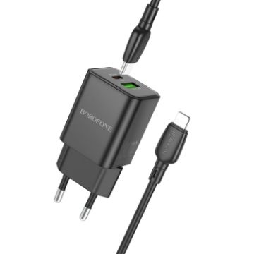 BOROFONE BN14 PD30W Charger with Type-C to 8 Pin Cable, EU Plug - 1
