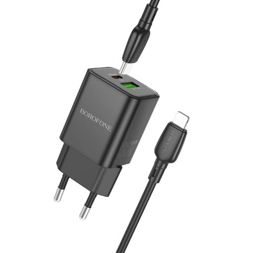 BOROFONE BN14 PD30W Charger with Type-C to 8 Pin Cable, EU Plug - 1