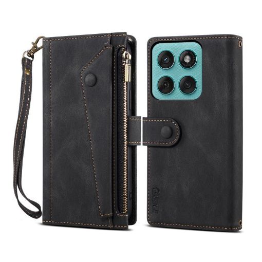 Moto G86 5G ESEBLE Retro RFID Leather Case (Black) - 1