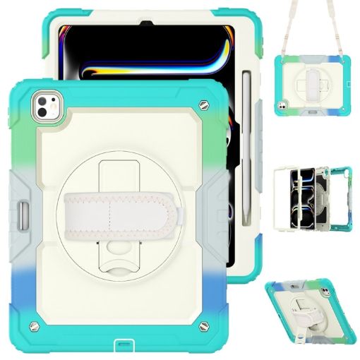 iPad Pro 13 2024 Silicone Hybrid Protective Case (Rainbow Blue) - 1
