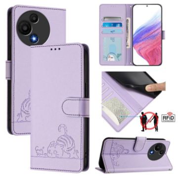 TCL 60 SE NxtPaper Embossed RFID Leather Phone Case, Lanyard, Purple - 1