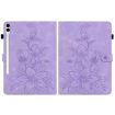 Samsung Galaxy Tab S9+/S9 FE+ Purple Lily Embossed Leather Case - 3