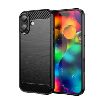 iPhone 17 Black Carbon Fiber TPU Case with Brushed Texture - 1