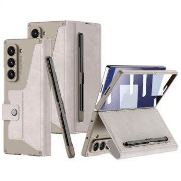 Galaxy Z Fold7 5G GKK Armor Flip Case, Pen Slot, Titanium Grey - 1