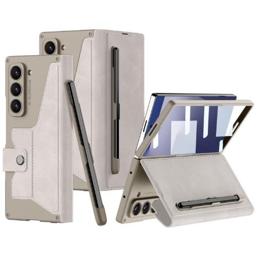 Galaxy Z Fold7 5G GKK Armor Flip Case, Pen Slot, Titanium Grey - 1