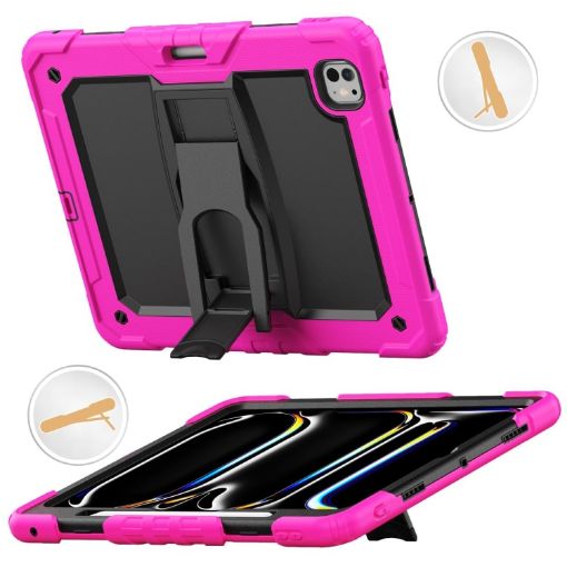 Rose Red Silicone Tablet Case for iPad Pro 13 2024 with Strap - 1